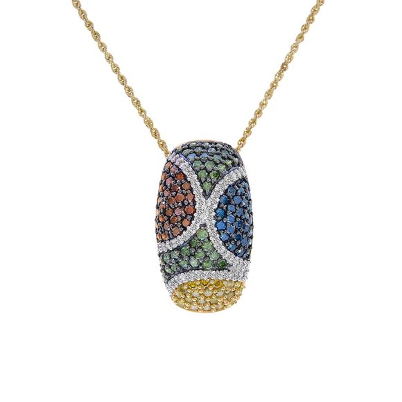 1.50 Ct.tw Multi-Color Diamond Pendant 14K Yellow Gold - Picture 1 of 5